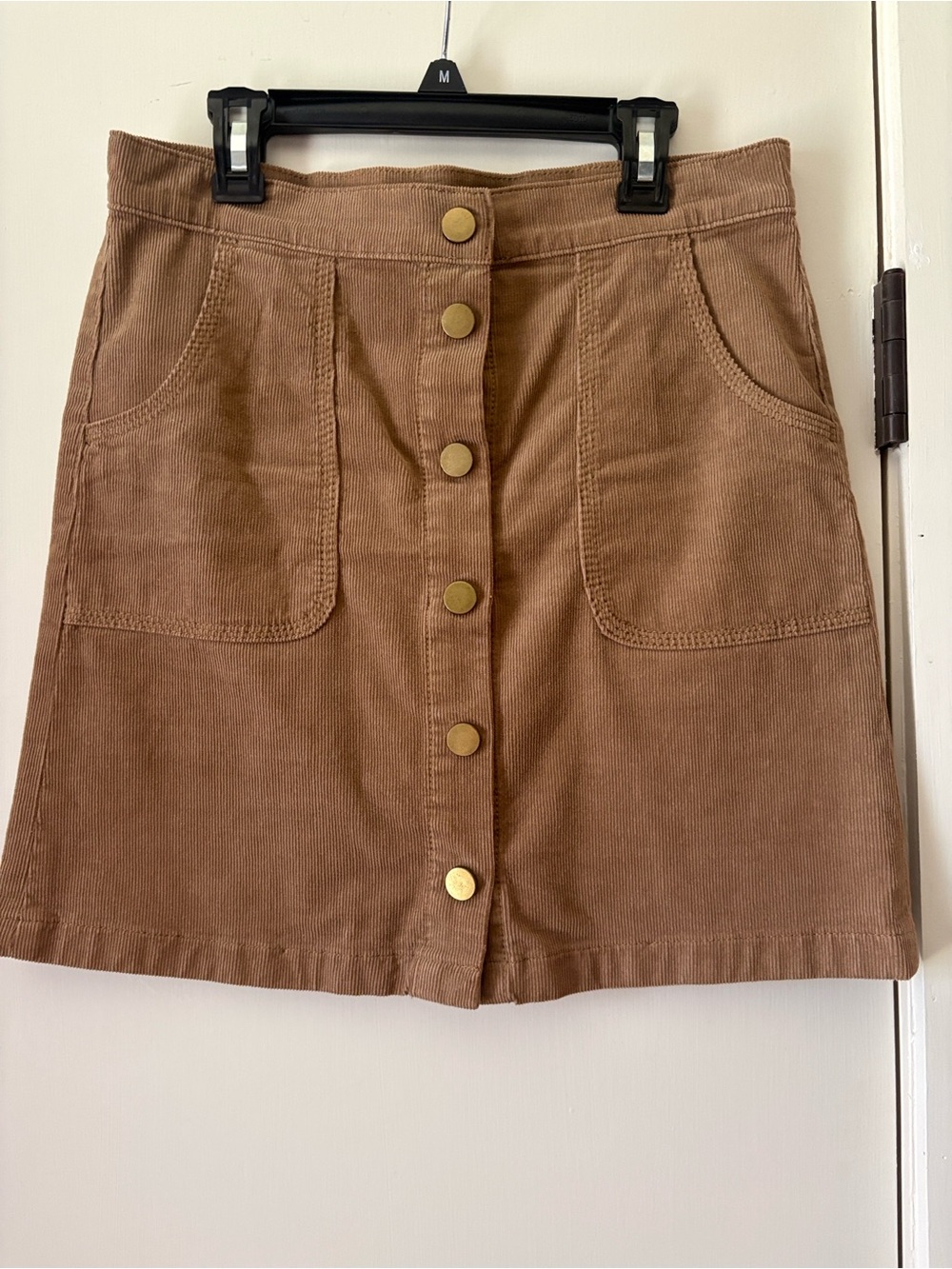 Tory Burch Button-Front Corduroy Skirt in Camel
